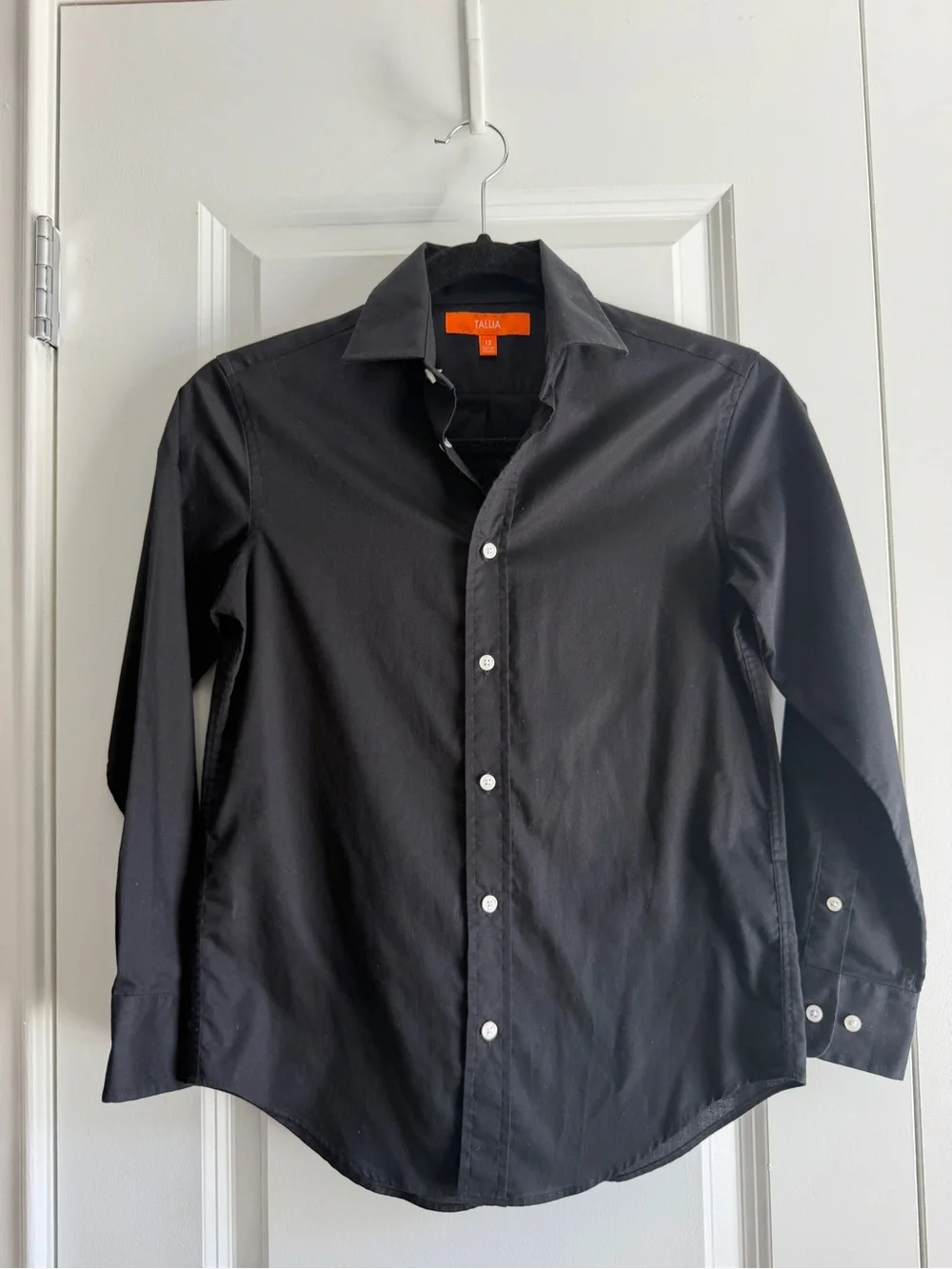 TALLIA Boys Solid Black Dress Shirt size 12